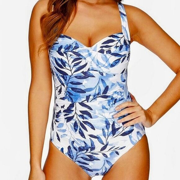 NIP TUCK Blue Oasis Joanne Twist front One Piece Tummy Control Swimsuit size 6 - Picture 1 of 13